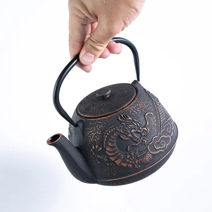 Bronze Dragon 40oz Cast Iron Tea Pot