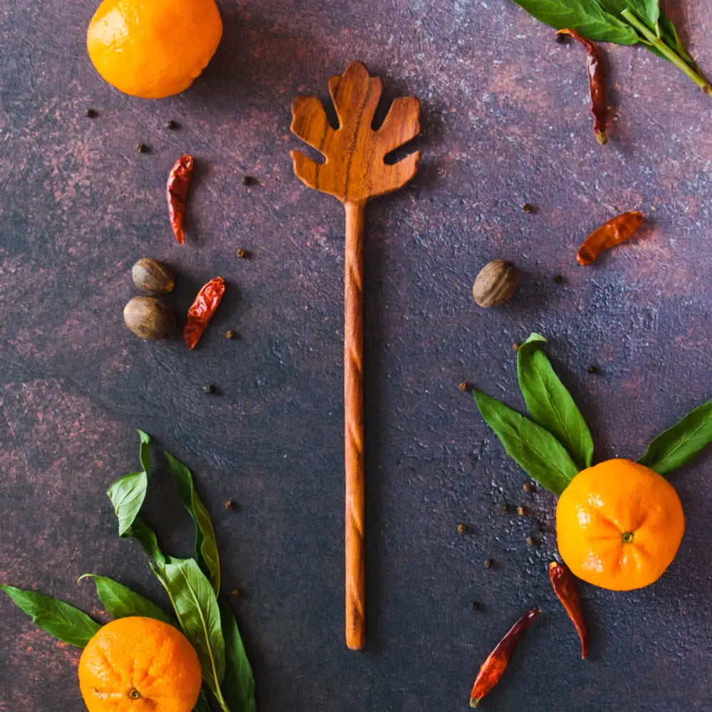 Oak Leaf Medium Hand-Carved Wooden Spoon