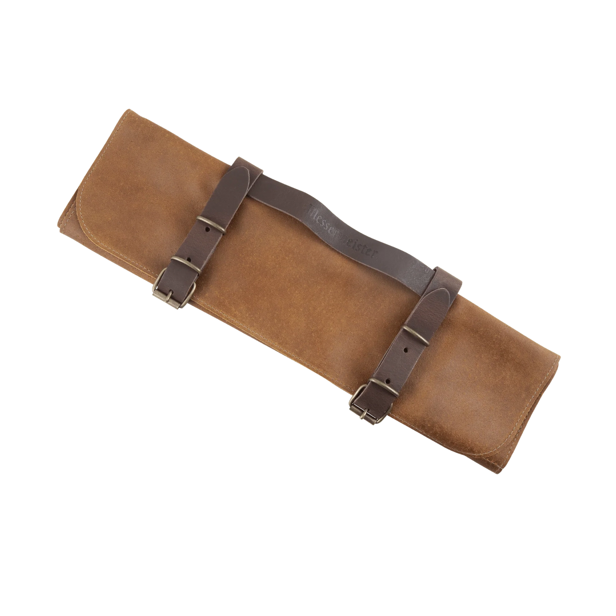 Vintage Leather Knife Roll, Amber, 7 Pocket
