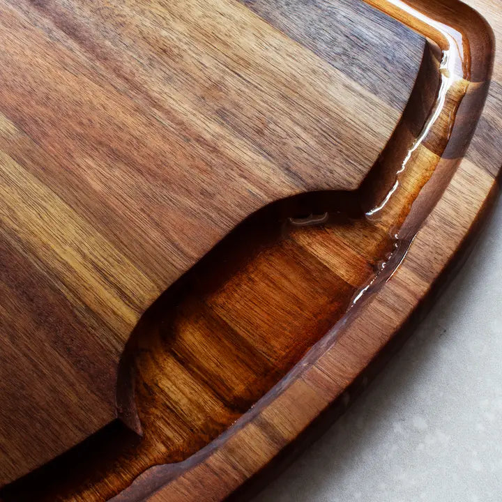 19.5" x 15.5" Acacia Wood Carving Board w/ Channel