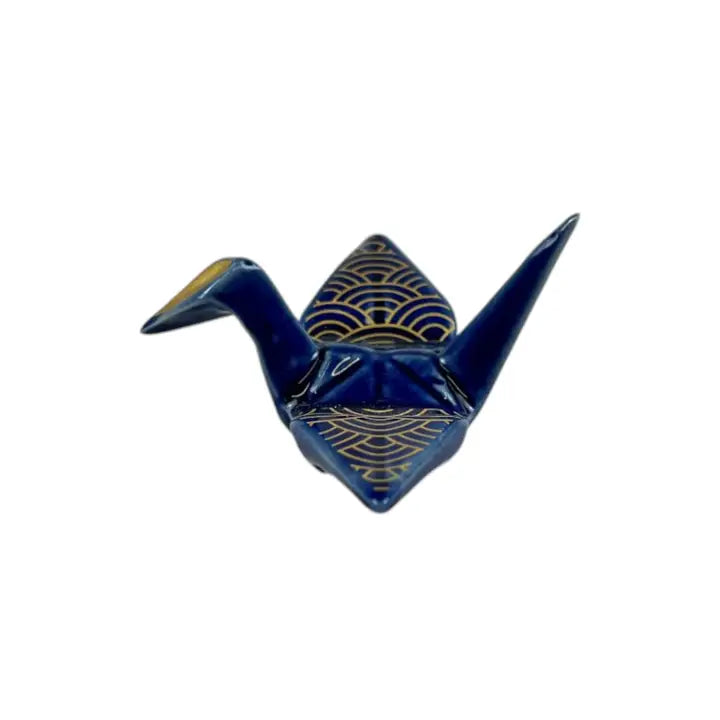 Seigaiha Navy Crane Chopstick Rest