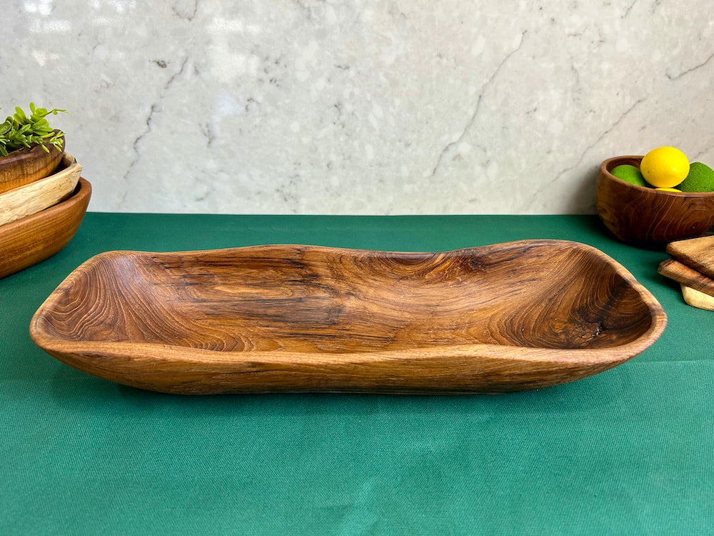 Oval Rustic Bowl Salvaged Teak Large