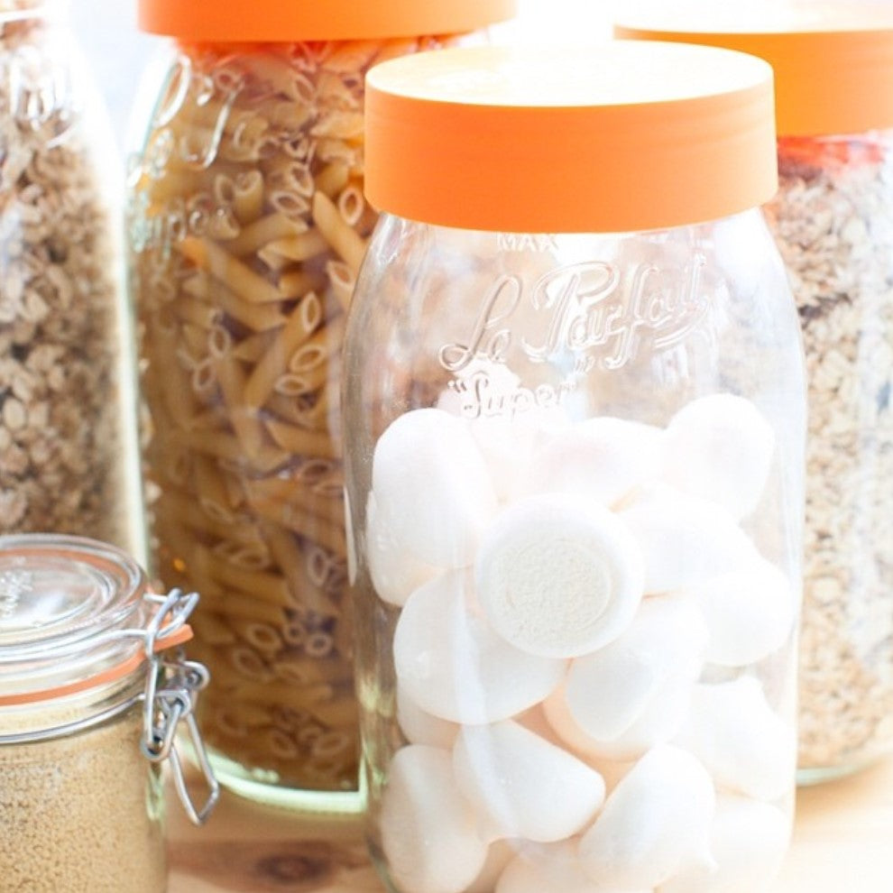 2 Liter Glass Jar Orange Screw Top Storage