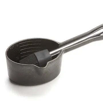 Cast Iron Sauce Pot w/Silicone Brush 4.5" x 10"