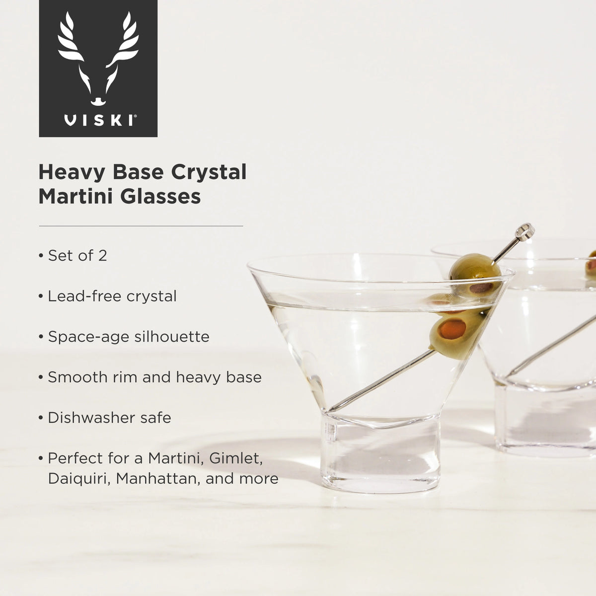 S/2 Heavy Base Crystal Martini Glasses