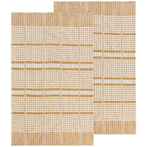 S/2 Finley Check Cotton Dishtowels, Saffron