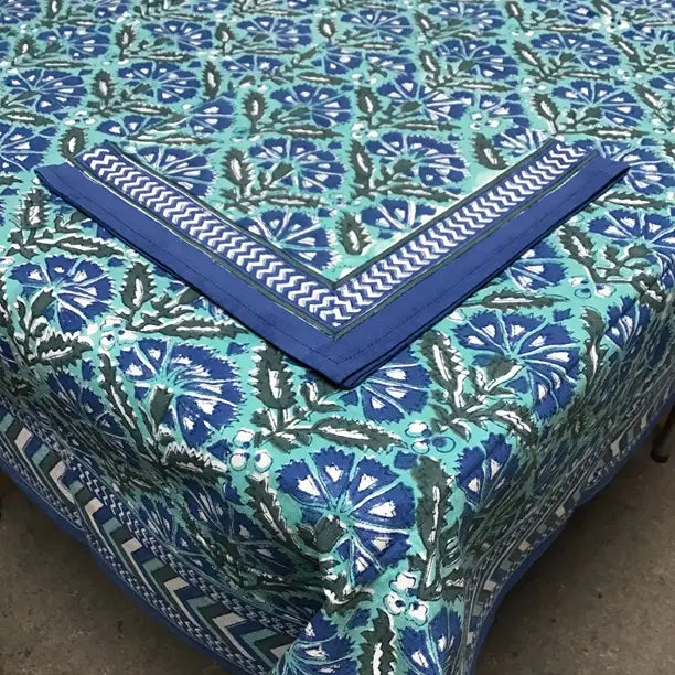 60x120 Blue Green Chrysanthemum Tablecloth