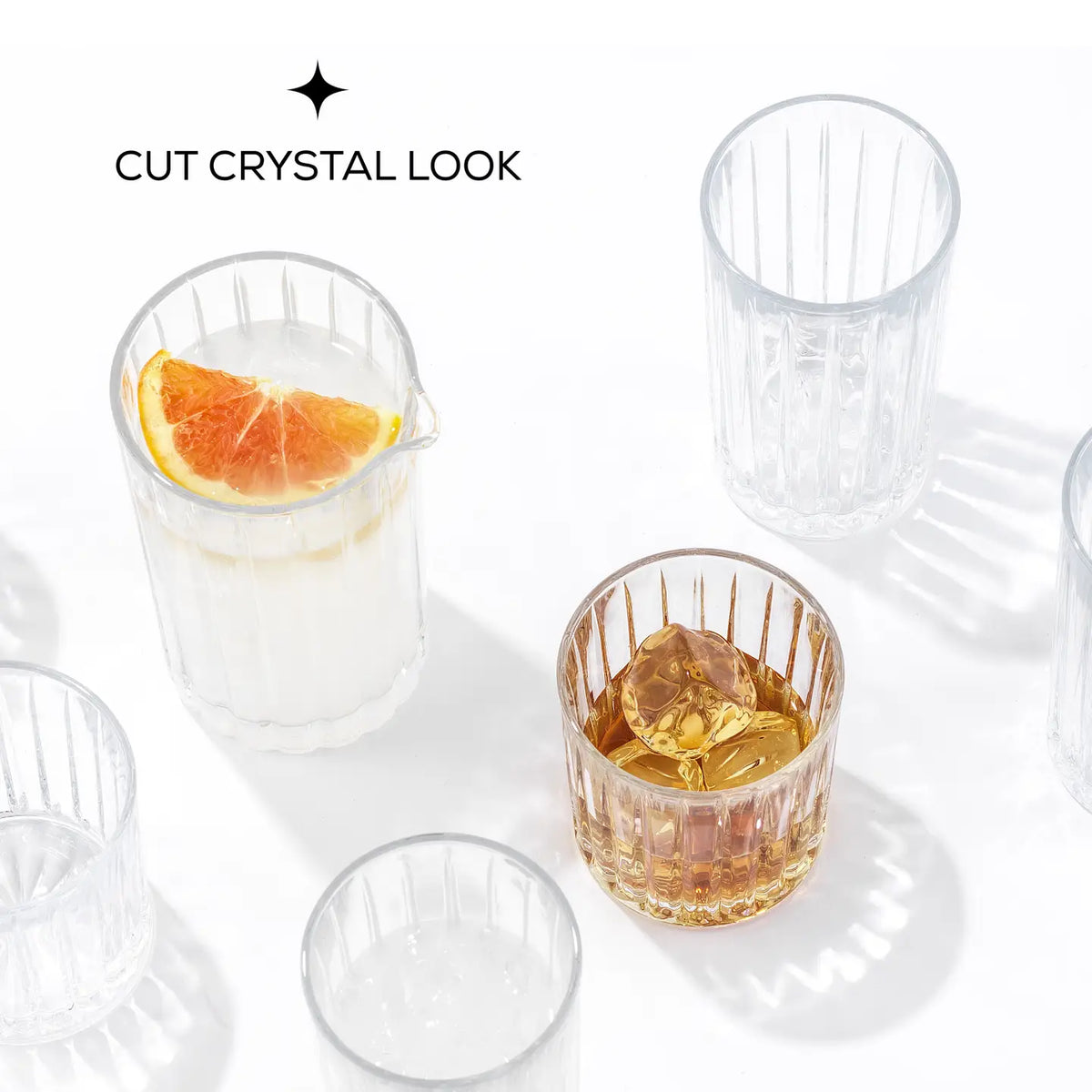 Alina 8 Piece Ribbed Glass Drinkware Set