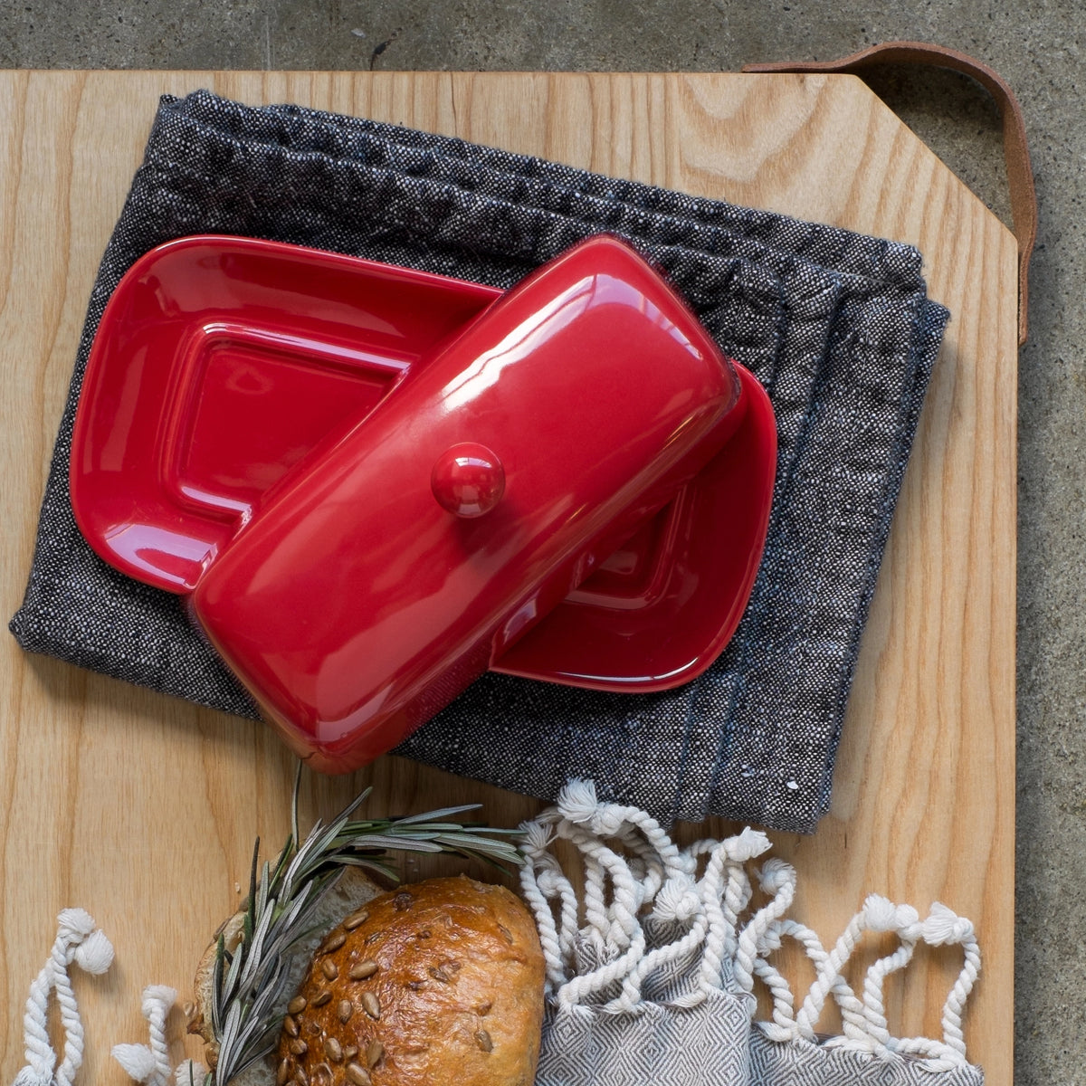 Butter Dish Rect Red