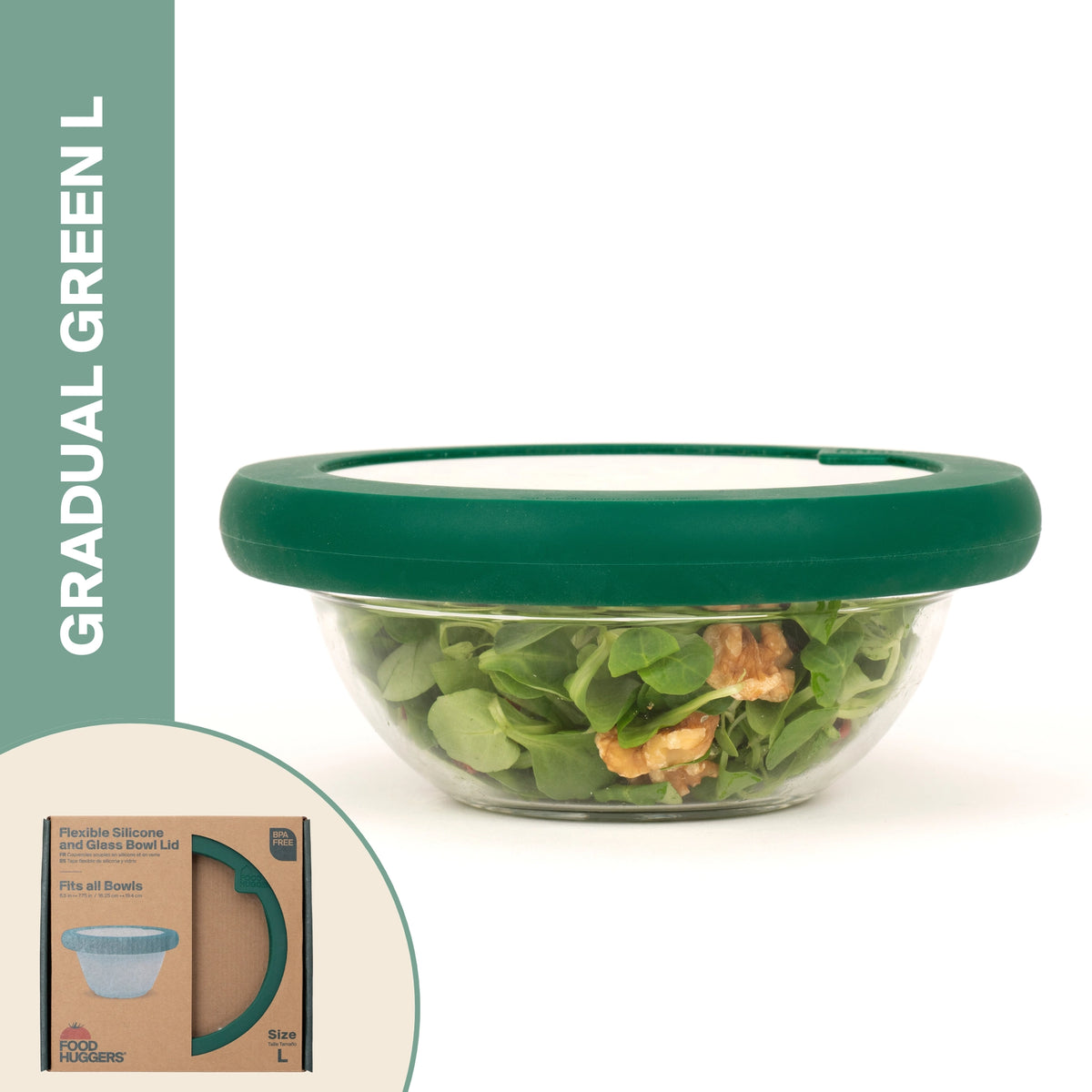 Large Glass Hugger Lid Gradual Green