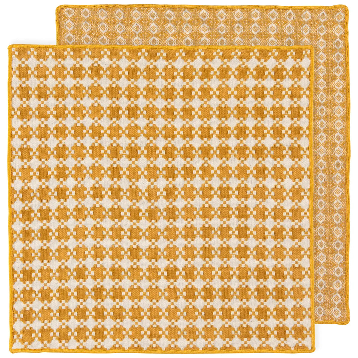Dish Cloth Woven Check Ochre S/2