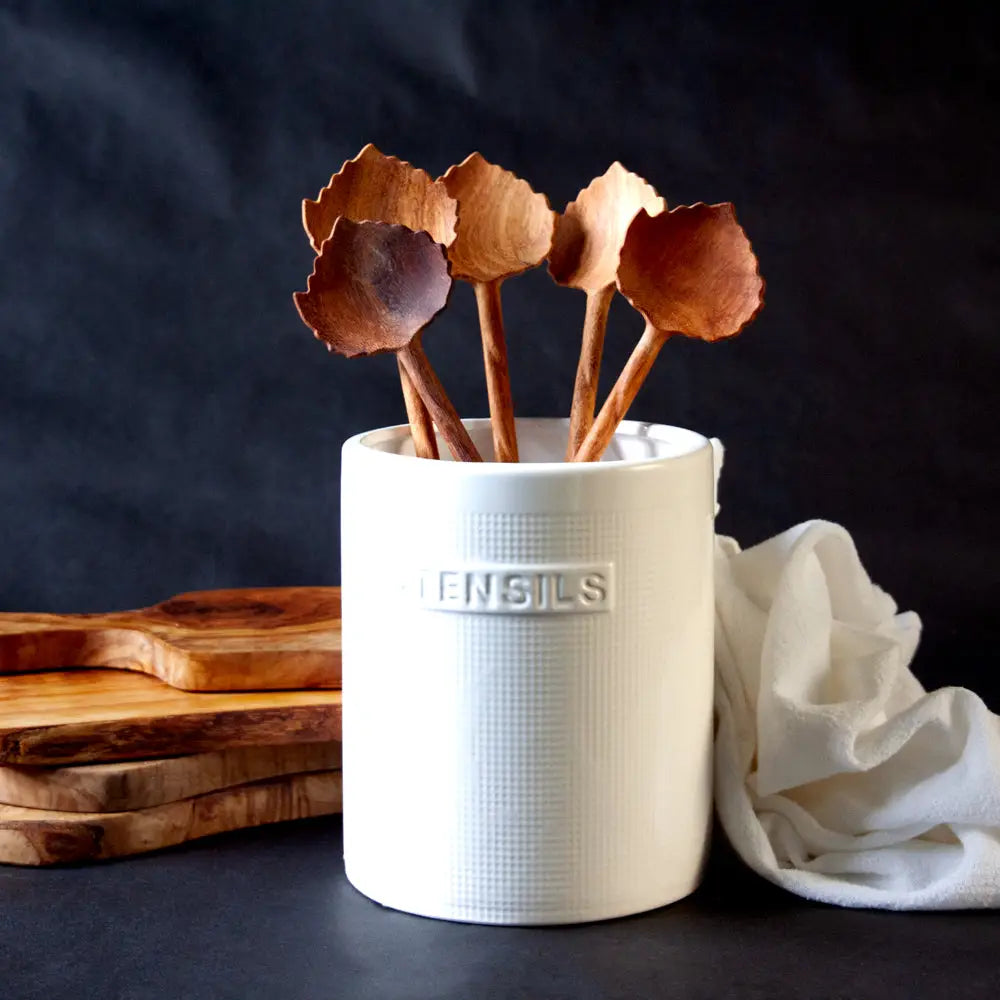Aspen Leaf Medium Hand-Carved Wooden Spoon