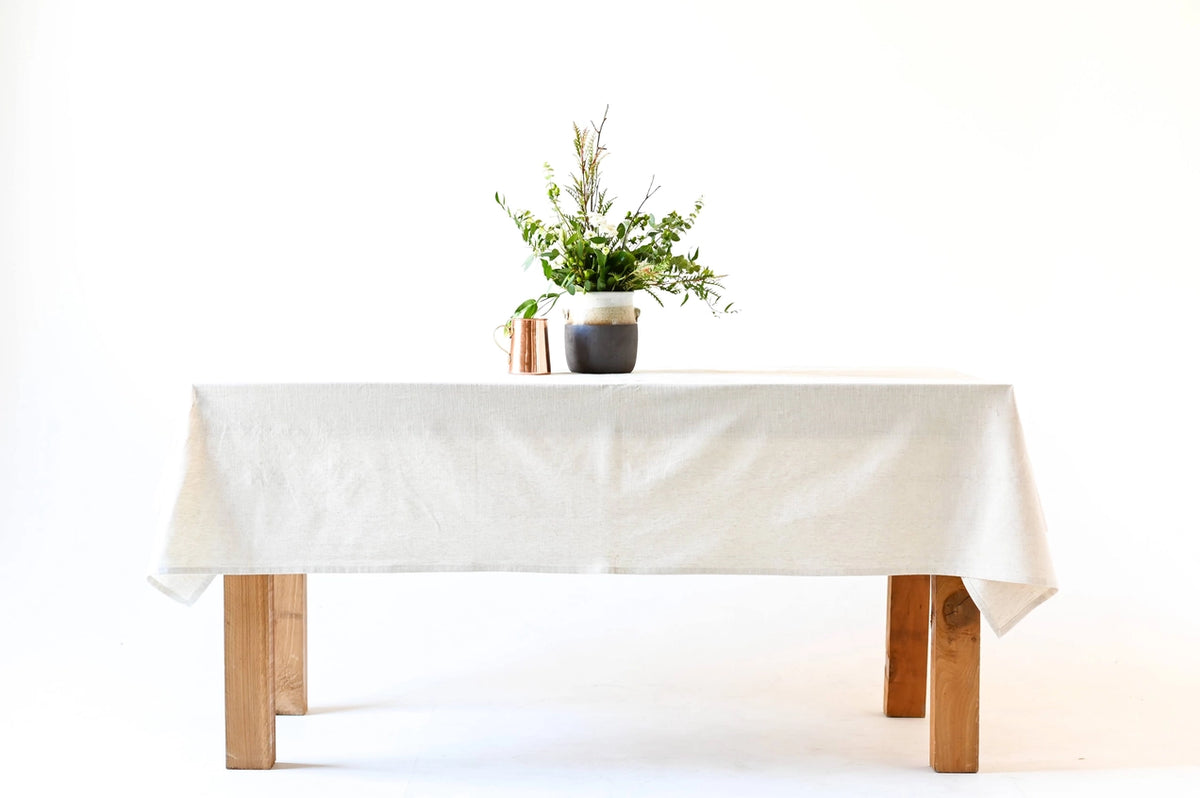 60"x120" Neutral Linen Tablecloth