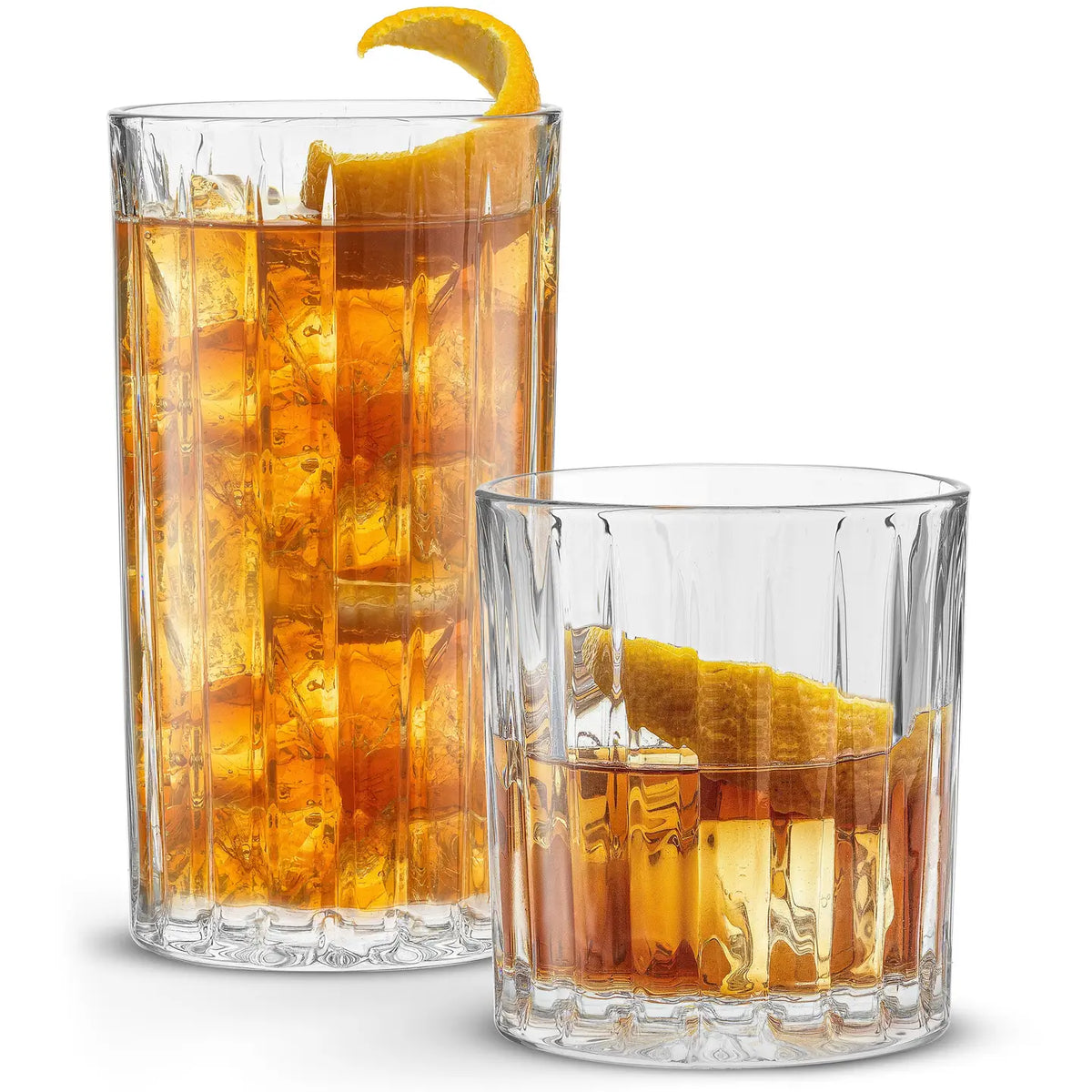 Alina 8 Piece Ribbed Glass Drinkware Set