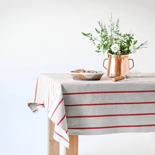 60"x90" Red Striped Tablecloth