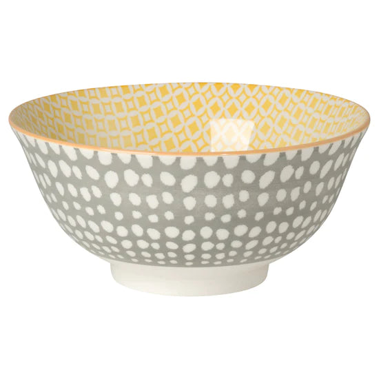 Gray Yellow Dots 6" Bowl