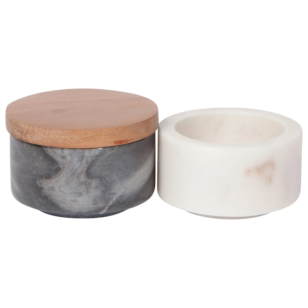 White & Slate Marble Salt Cellar Set