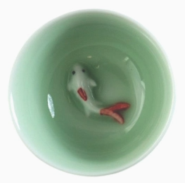 Green 2.5" Koi Fish Tea Cup