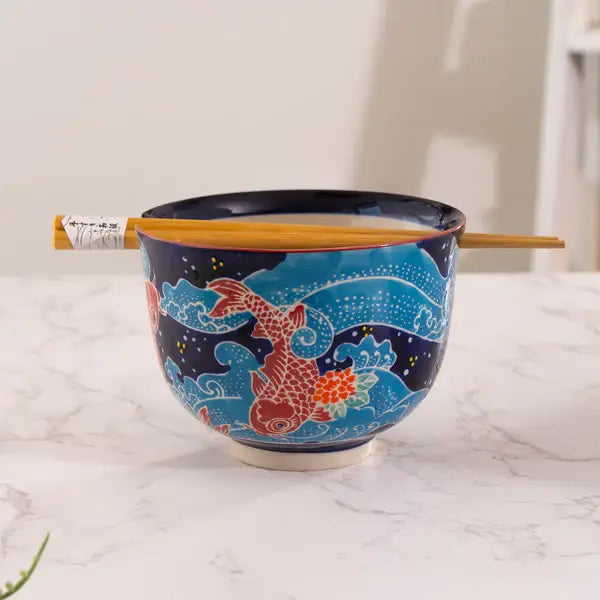 Koi Fish Donburi Bowl & Chopsticks Set