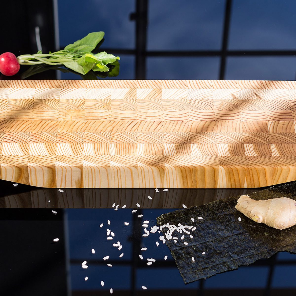 Ki Small Serving Board 16" x 6.25" x 1.5", Premium Larch Wood