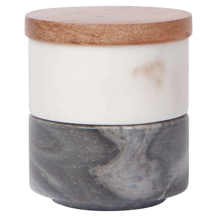 White & Slate Marble Salt Cellar Set