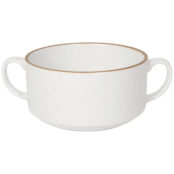 White Double Handled Soup Bowl