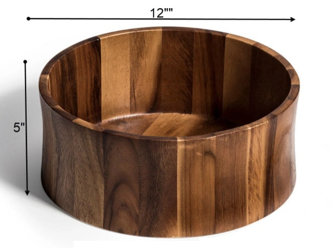 12" Concave Extra Large Wood Salad Bowl