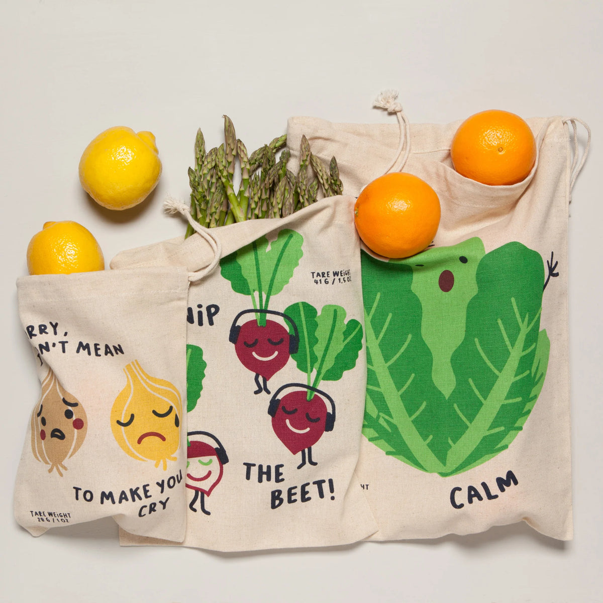 S/3 Funny Foods Produce Bags